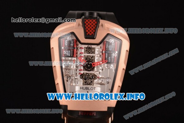 Hublot MP-05 LaFerrari Limited Edition Asia Automatic Rose Gold Case with Skeleton Dial and Black Rubber Strap - Click Image to Close