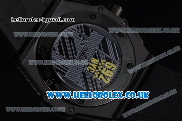 Hublot King Power Chrono Japanese Miyota OS20 Quartz PVD Case with Black Dial and Yellow Leather Strap - Click Image to Close