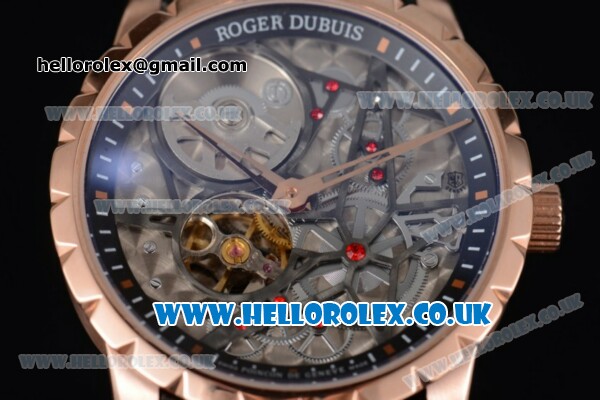 Roger Dubuis Excalibur Asia ST16 Automatic Rose Gold Case with Skeleton Dial and Black Leather Strap - Click Image to Close