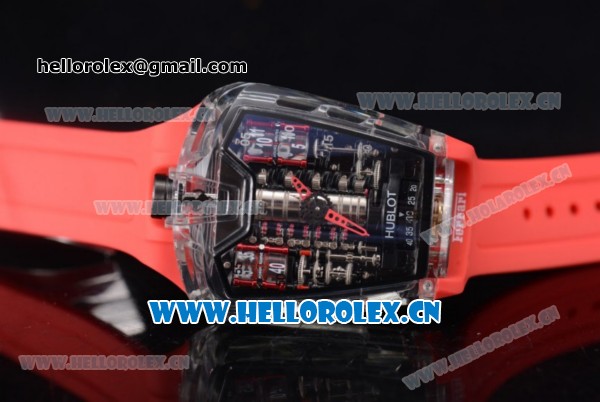 Hublot MP-05 Laferrari Sapphire Limited Edition1 Miyota 8205 Automatic Sapphire Crystal Case Skeleton Dial and Red Rubber Strap - Click Image to Close