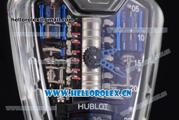 Hublot MP-05 Laferrari Sapphire Limited Edition1 Miyota 8205 Automatic Sapphire Crystal Case Skeleton Dial Aerospace Nano Translucent Strap and Blue Hands - Click Image to Close