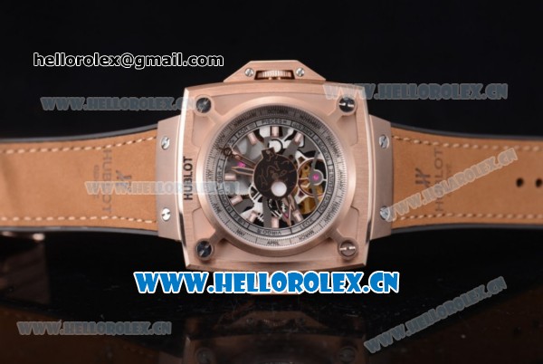 Hublot Masterpiece MP 08 Antikythera Sunmoon Asia 2813 Automatic Rose Gold Case Skeleton Dial Stick Markers and Brown Leather Strap - Click Image to Close