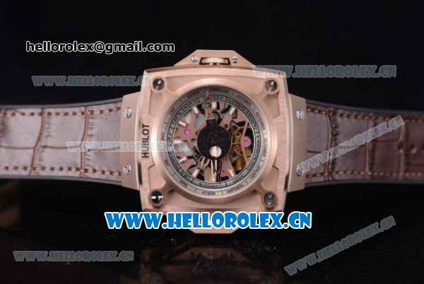 Hublot Masterpiece MP 08 Antikythera Sunmoon Asia 2813 Automatic Rose Gold Case Skeleton Dial and Brown Leather Strap - Click Image to Close