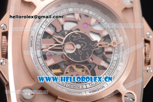 Hublot Masterpiece MP 08 Antikythera Sunmoon Asia 2813 Automatic Rose Gold Case Skeleton Dial and Brown Leather Strap - Click Image to Close