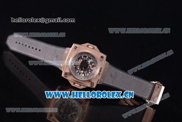 Hublot Masterpiece MP 08 Antikythera Sunmoon Asia 2813 Automatic Rose Gold Case Skeleton Dial Grey Leather Strap and Stick Markers - Click Image to Close