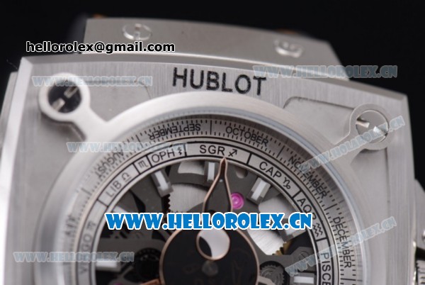 Hublot Masterpiece MP 08 Antikythera Sunmoon Asia 2813 Automatic Steel Case Skeleton Dial Brown Leather Strap and Stick Markers - Click Image to Close