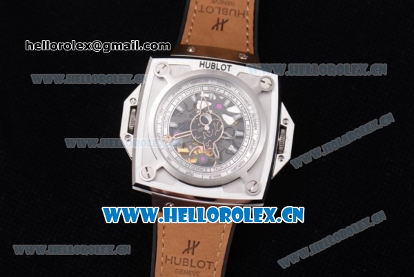 Hublot Masterpiece MP 08 Antikythera Sunmoon Asia 2813 Automatic Steel Case Skeleton Dial Brown Leather Strap and Stick Markers - Click Image to Close