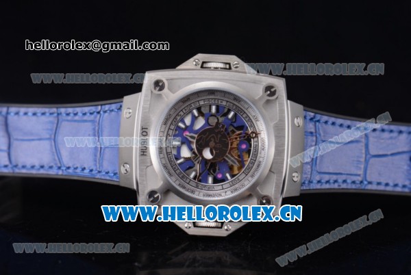 Hublot Masterpiece MP 08 Antikythera Sunmoon Asia 2813 Automatic Steel Case Skeleton Dial Blue Leather Strap and Stick Markers - Click Image to Close