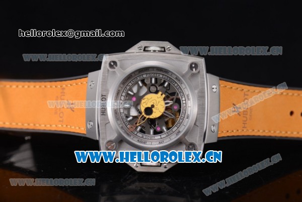 Hublot Masterpiece MP 08 Antikythera Sunmoon Asia 2813 Automatic Steel Case Skeleton Dial Yellow Leather Strap and White Markers - Click Image to Close