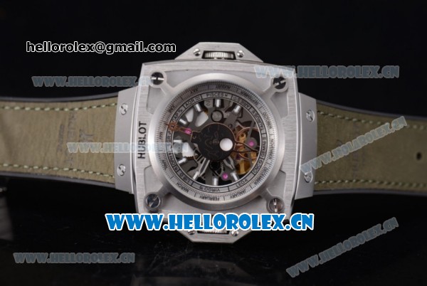 Hublot Masterpiece MP 08 Antikythera Sunmoon Asia 2813 Automatic Steel Case Skeleton Dial Army Green Leather Strap and White Markers - Click Image to Close