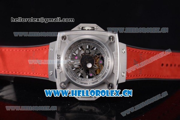 Hublot Masterpiece MP 08 Antikythera Sunmoon Asia 2813 Automatic Steel Case Skeleton Dial Red Leather Strap and White Markers - Click Image to Close