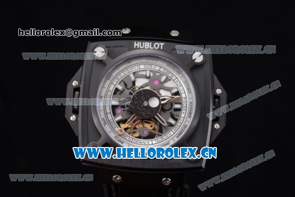 Hublot Masterpiece MP 08 Antikythera Sunmoon Asia 2813 Automatic PVD Case Skeleton Dial Grey Leather Strap and White Markers - Click Image to Close