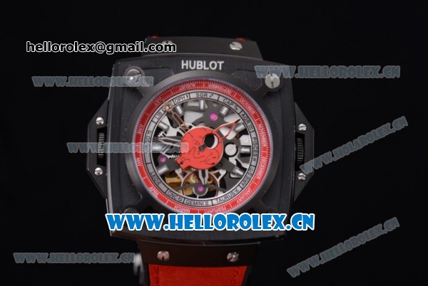 Hublot Masterpiece MP 08 Antikythera Sunmoon Asia 2813 Automatic PVD Case Skeleton Dial Red Leather Strap and White Markers - Click Image to Close
