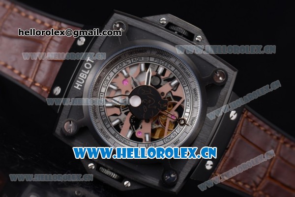 Hublot Masterpiece MP 08 Antikythera Sunmoon Asia 2813 Automatic PVD Case Skeleton Dial and Brown Leather Strap - Click Image to Close