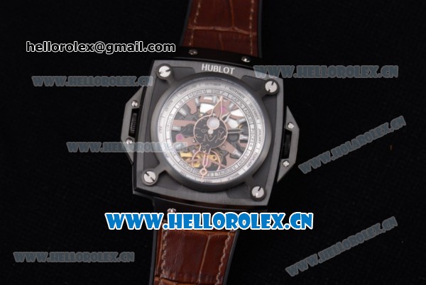 Hublot Masterpiece MP 08 Antikythera Sunmoon Asia 2813 Automatic PVD Case Skeleton Dial and Brown Leather Strap - Click Image to Close
