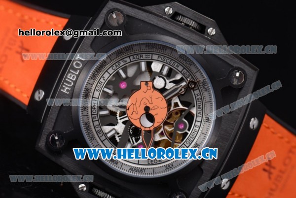 Hublot Masterpiece MP 08 Antikythera Sunmoon Asia 2813 Automatic PVD Case Skeleton Dial Orange Leather Strap and White Markers - Click Image to Close