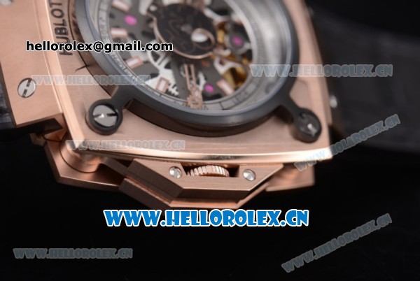 Hublot Masterpiece MP 08 Antikythera Sunmoon Asia 2813 Automatic Rose Gold Case Skeleton Dial Black Leather Strap and White/Rose Gold Markers - Click Image to Close