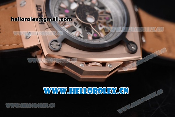 Hublot Masterpiece MP 08 Antikythera Sunmoon Asia 2813 Automatic Rose Gold Case Skeleton Dial Brown Leather Strap and White/Rose Gold Markers - Click Image to Close