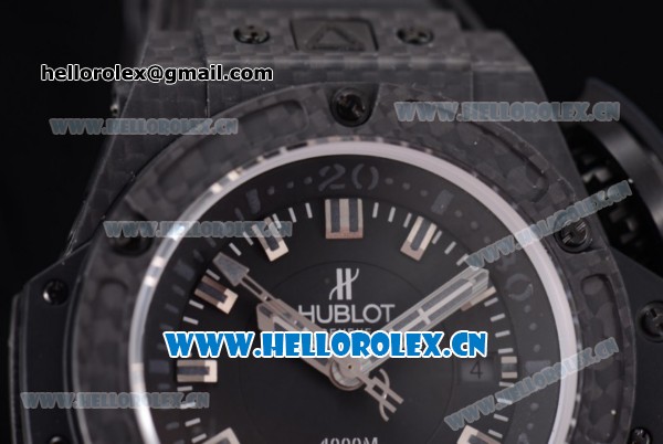 Hublot King Power Diver Oceanographic 4000 Clone HUB4100 Automatic Carbon Fiber Case with Black Dial Black Rubber Strap and Stick Markers - Click Image to Close