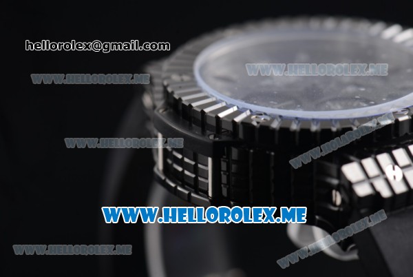 Hublot Big Bang Caviar Chronograph Miyota OS20 Quartz Ceramic Case with Black Dial and Black Rubber Strap Stick Markers - Click Image to Close