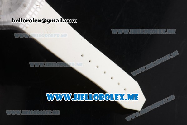 Hublot Big Bang Caviar Chronograph Miyota OS20 Quartz Ceramic Case with White Dial and White Rubber Strap Stick Markers - Click Image to Close