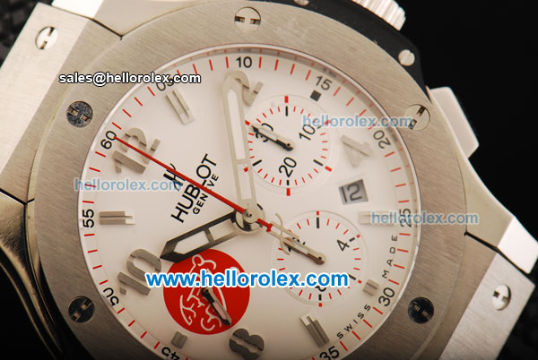 Hublot Big Bang Chronograph Swiss Valjoux 7750 Automatic Movement Steel Case with White Dial and Black Rubber Strap - Click Image to Close