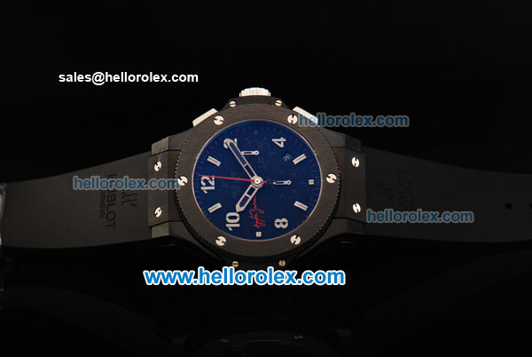Hublot Big Bang Chronograph Swiss Valjoux 7750 Automatic Movement Ceramic Case and Bezel with Black Dial and Black Rubber Strap-Limited Edition - Click Image to Close