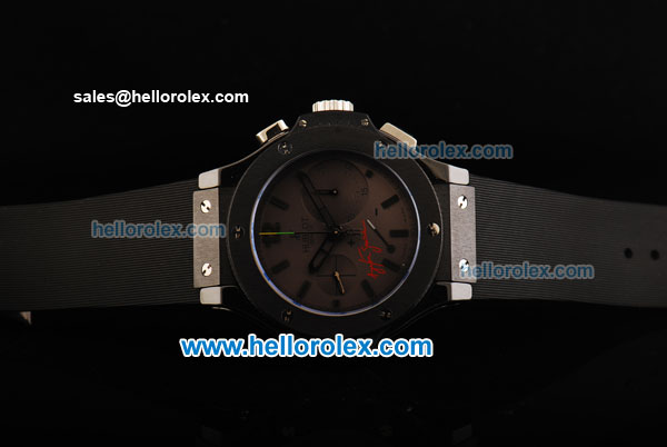 Hublot Big Bang Chronograph Swiss Valjoux 7750 Automatic Movement Ceramic Case and Bezel with Chocolate Dial and Black Rubber Strap-Limited Edition - Click Image to Close