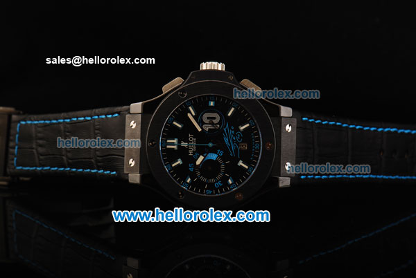 Hublot Big Bang Maradona Chronograph Swiss Valjoux 7750 Automatic Movement Ceramic Case and Bezel with Black Dial and Black Leather Strap-Limited Edition - Click Image to Close