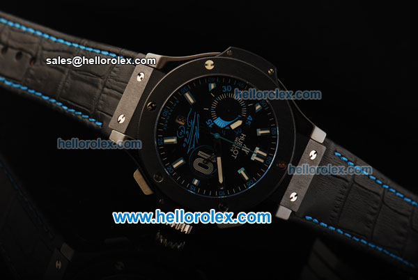 Hublot Big Bang Maradona Chronograph Swiss Valjoux 7750 Automatic Movement Ceramic Case and Bezel with Black Dial and Black Leather Strap-Limited Edition - Click Image to Close