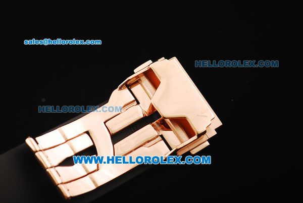 Hublot Big Bang Swiss Tourbillon Manual Winding Movement Rose Gold Case with Black Ceramic Bezel and Black Rubber Strap-10micron Gold - Click Image to Close