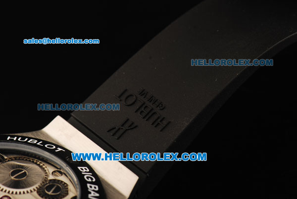 Hublot Big Bang Swiss Tourbillon Manual Winding Movement Steel Case with Black Ceramic Bezel and Black Rubber Strap - Click Image to Close