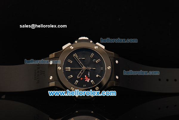 Hublot Big Bang Chronograph Swiss Valjoux 7750 Automatic Movement PVD Case with Black Dial and Ceramic Bezel-Black Rubber Strap - Click Image to Close