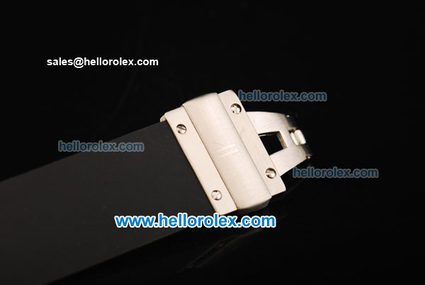 Hublot Swiss Quartz Movement Steel Case with White Dial and Diamond Bezel-Black Rubber Strap - Click Image to Close