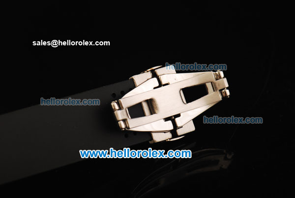 Hublot Swiss Quartz Movement Steel Case with White Dial and Diamond Bezel-Black Rubber Strap - Click Image to Close