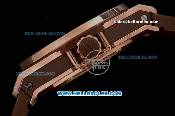 Hublot Big Bang Swiss Quartz Movement Rose Gold Case and Bezel with Brown Dial-Brown Rubber Strap - Click Image to Close
