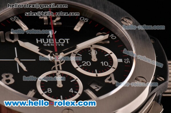 Hublot Big Bang Chrono Clone HUB4100 Automatic Steel Case with Black Rubber Strap Black Dial - Click Image to Close