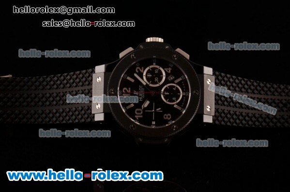 Hublot Big Bang Chrono Clone HUB4100 Automatic Ceramic Case with Black Rubber Strap Whtie Markers Black Dial - Click Image to Close