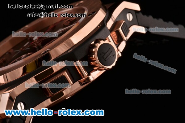 Hublot Big Bang Chrono Clone HUB4100 Automatic Rose Gold Case with Black Rubber Strap Black Dial - Click Image to Close