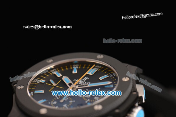 Hublot Big Bang Swiss Valjoux 7750 Automatic PVD Case with Ceramic Bezel and Black Dial - Click Image to Close