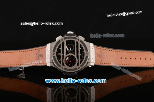 Hublot Chukker Bang Chrono Swiss Valjoux 7750-DD Automatic Steel Case with Black Dial and Brown Leather Strap - Click Image to Close