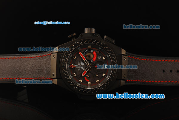 Hublot King Power F1 Limited Edition Chronograph Swiss Valjoux 7750 Automatic Movement PVD Case with Stick Markers and Black Rubber Strap - Click Image to Close