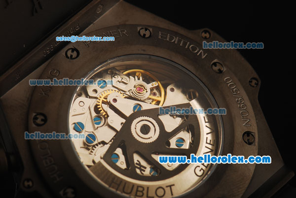 Hublot King Power F1 Limited Edition Chronograph Swiss Valjoux 7750 Automatic Movement PVD Case with Stick Markers and Black Rubber Strap - Click Image to Close