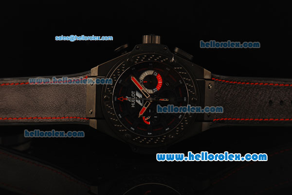 Hublot King Power F1 Limited Edition Chronograph Swiss Valjoux 7750 Automatic Movement PVD Case with Black Dial and Black Rubber Strap - Click Image to Close