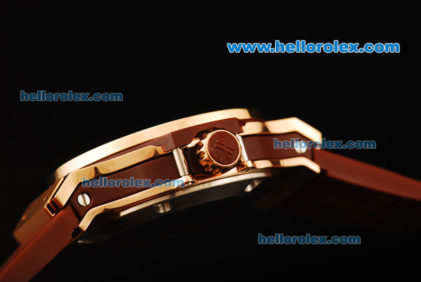 Hublot Big Bang King Swiss Quartz Movement Rose Gold Case with White Dial and Brown Rubber Strap - Click Image to Close