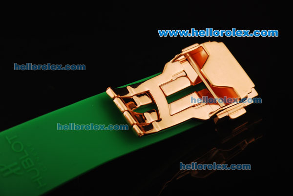 Hublot Big Bang King Swiss Quartz Movement Diamond Case and Bezel with Green Rubber Strap - Click Image to Close