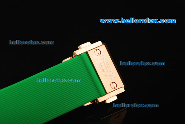 Hublot Big Bang King Swiss Quartz Movement Diamond Case and Bezel with Green Rubber Strap - Click Image to Close