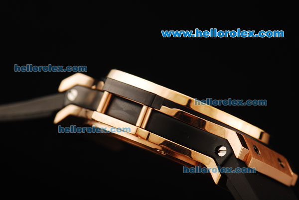 Hublot Big Bang Swiss Quartz Movement Rose Gold Case with Diamond Bezel and Black Rubber Strap - Click Image to Close
