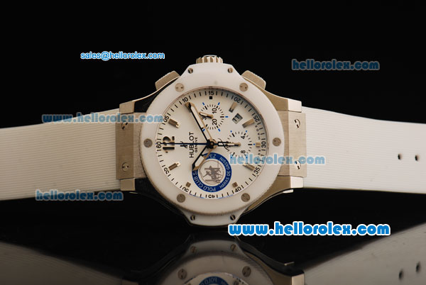 Hublot Big Bang Chronograph Swiss Valjoux 7750 Automatic Movement Steel Case with White Dial and White Bezel - Click Image to Close