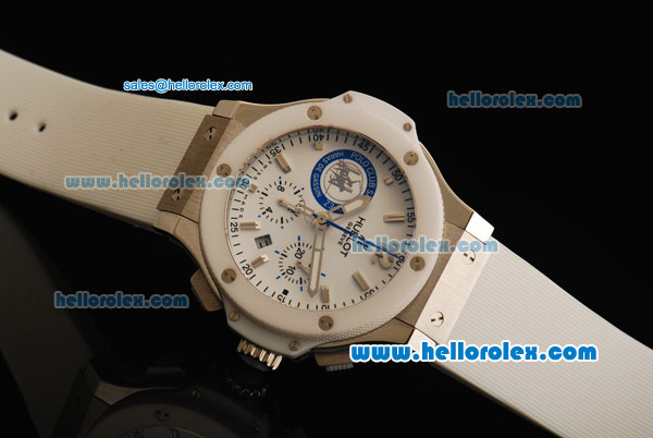 Hublot Big Bang Chronograph Swiss Valjoux 7750 Automatic Movement Steel Case with White Dial and White Bezel - Click Image to Close